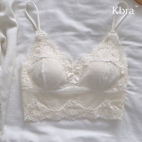 Kbra法式波点睫毛蕾丝内衣女