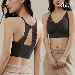 内搭带胸垫打底上衣2025新款 Kbra法式 蕾丝美背巨辣吊带背心女冬季