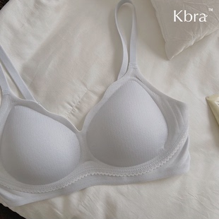 Kbra法式蕾丝花边内衣女小胸聚拢收副乳防下垂奶嘴胶软支撑文胸罩
