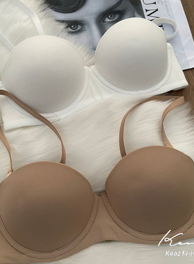 日本防下垂有软钢圈调整型1/2半杯内衣女无痕光面小胸聚拢文胸罩