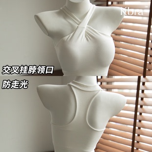 Kbra挂脖吊带背心女内搭夏外穿带胸垫工字美背上衣无袖辣妹穿搭