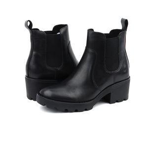 出美国足弓支撑粗跟短靴欧美时尚舒适不累脚显瘦增高真皮切尔西女