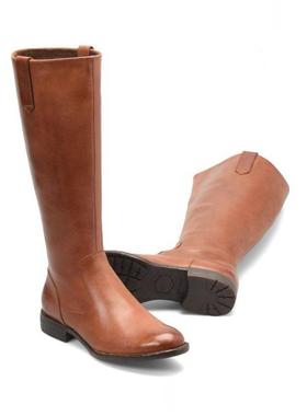 纯正BORN新款真皮长靴欧美时尚牛皮侧拉链圆头低跟高筒骑士靴女