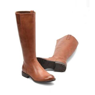 纯正BORN新款 牛皮侧拉链圆头低跟高筒骑士靴女 真皮长靴欧美时尚