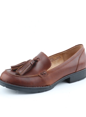 经典中跟BORN英伦风牛皮流苏一脚蹬舒适休闲真皮中跟乐福单鞋