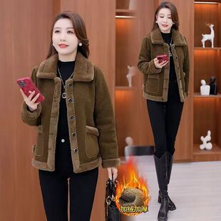 捡漏~加绒棉袄外套女年轻妈妈新款棉衣中年时尚保暖棉服