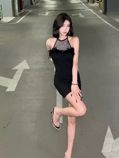 气质名媛小礼服黑色晚宴会生日party礼裙鞠婧祎同款法式轻奢小众