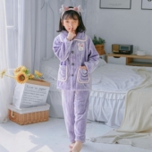 保暖小孩珊瑚绒家居服套装 儿童睡衣秋冬款 法兰绒女孩男童女童冬季