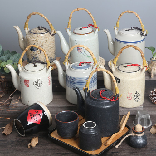 老式陶瓷茶壶套装大号提梁壶餐厅