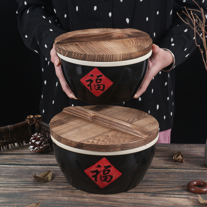 复古陶瓷大号福字汤盆碗冷串串