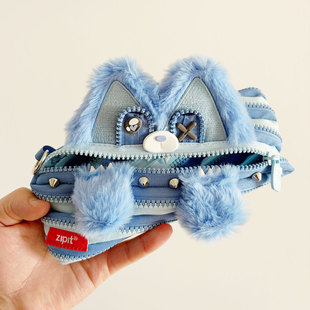 毛毛狼笔袋ZIPIT一根拉链铅笔袋小学生新年礼物大容量文具袋ins