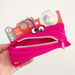 马尾辫怪兽笔袋ZIPIT一根拉链铅笔袋创意中小学生礼物彩色文具袋