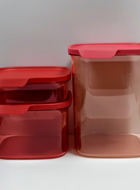 （海）红色方形晶莹保鲜盒 开合易 冷冻/冷藏/干货/限量款