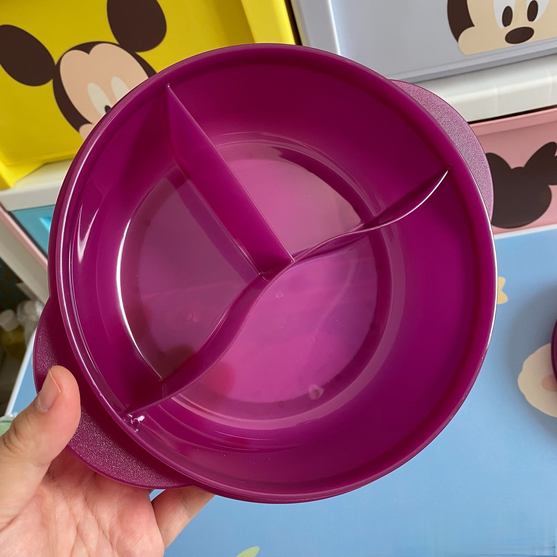 (海)900ml圆形微波分格饭盒紫色