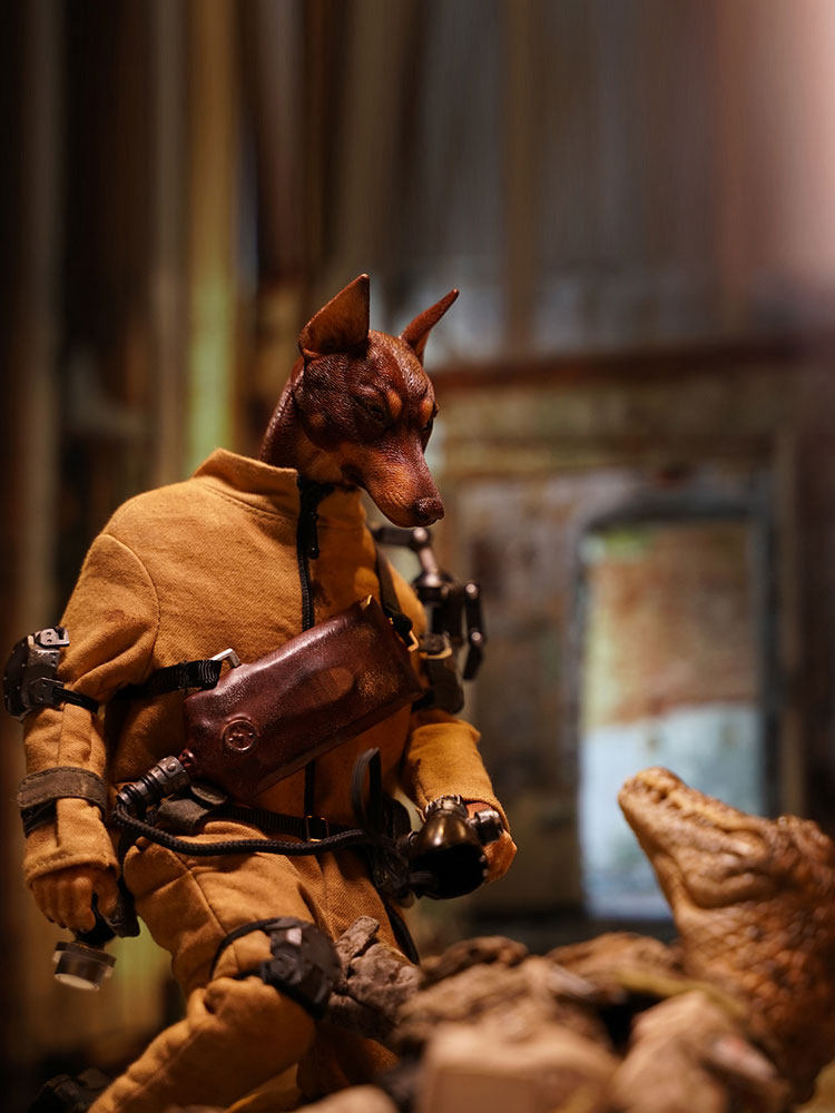 现货 Mostoys 1/6杜宾犬动物头雕西装暴徒模型可动搭配兵人偶摆件
