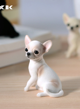 JXK吉娃娃仿真动物模型植绒系列家居车载创意小摆件