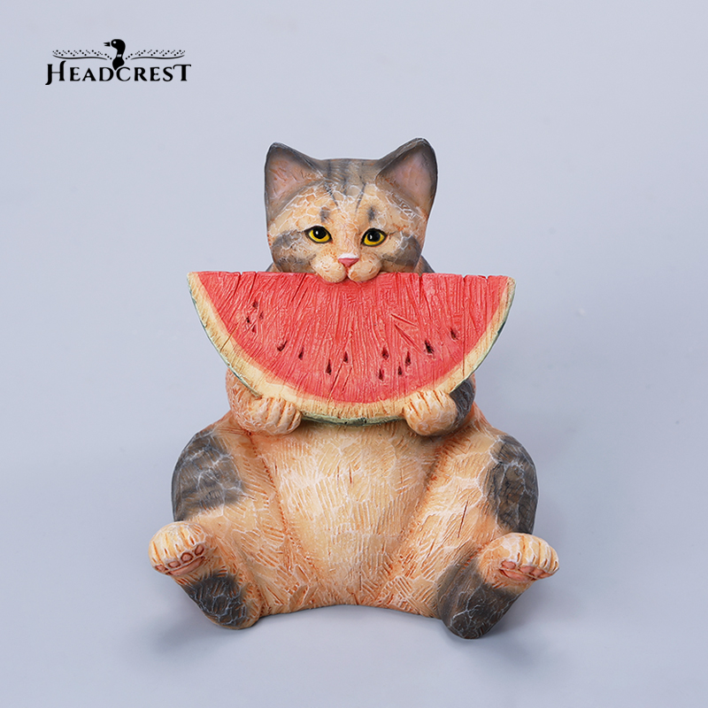 木刻猫手办创意摆件潮流玩具