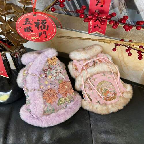 秋冬加厚中式唐装宠物拜年马甲
