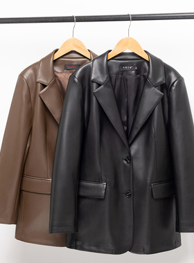 海宁真皮皮衣外套黑色西装休闲女装短款绵羊皮宽松百搭2025春秋
