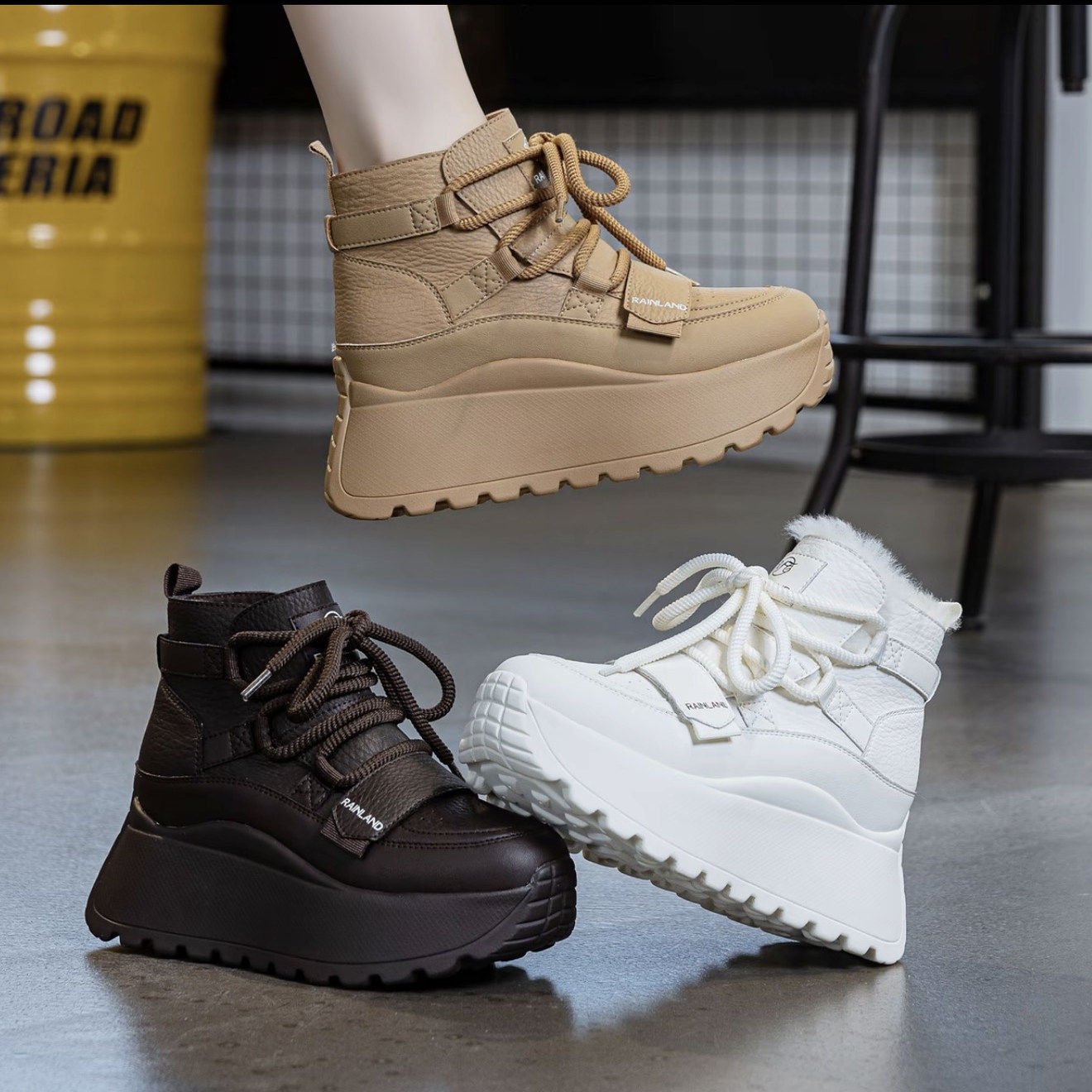 真皮2025年冬季新款加绒超高跟厚底内增高老爹鞋防滑休闲运动鞋女,女鞋,老爹鞋,淘宝优惠券,粉丝福利购,淘宝优惠卷