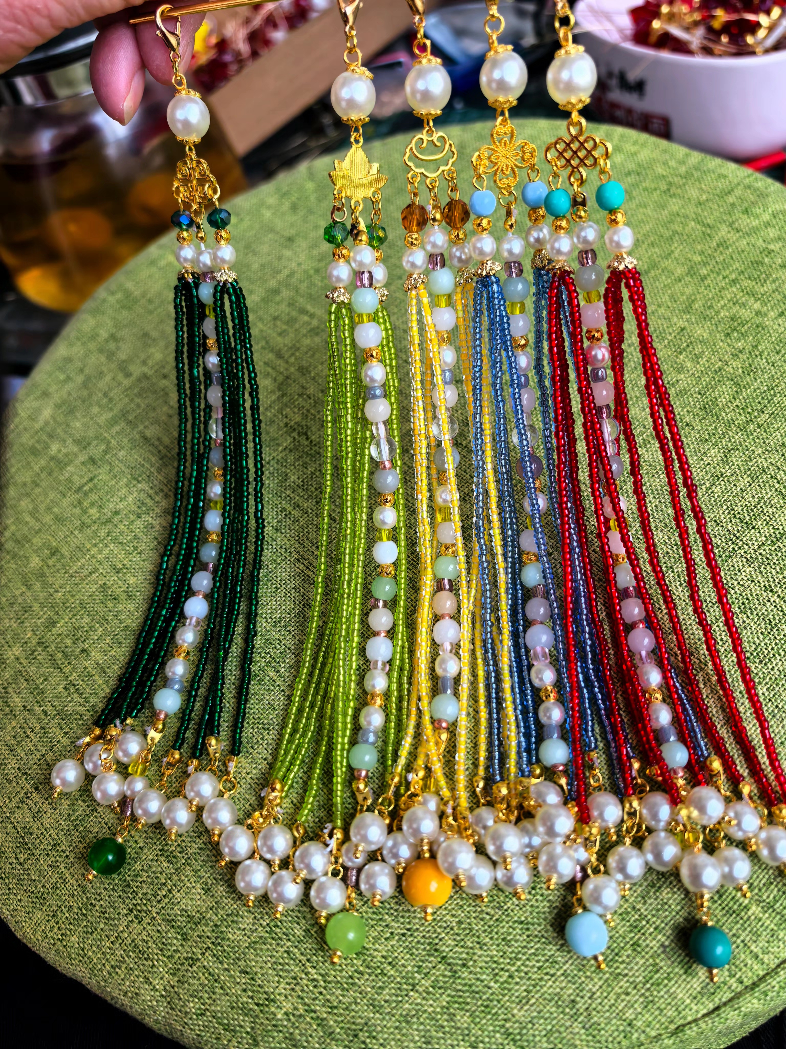 20cm旗袍压襟挂件流苏橘色复古国风汉服茶服配饰女新款国风