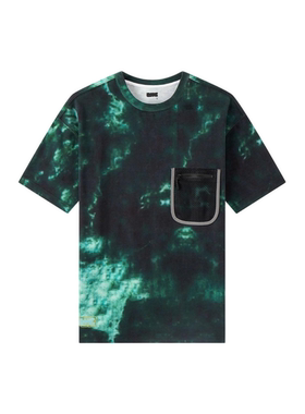 李宁 LNG未来玩家系列扎染满印反光针织男士夏季短袖T恤FABB009