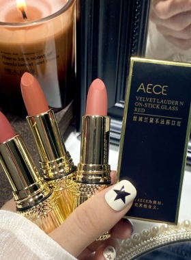 AECE新款不沾杯不掉色口红低泡灰粉不脱色防水不脱妆肉桂奶茶色女