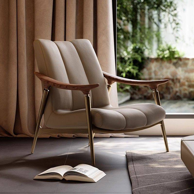 轻奢设计师实木沙发椅意式极简客厅高端别墅阳台全真皮单人休闲椅,住宅家具,沙发椅,淘宝优惠券,粉丝福利购,淘宝优惠卷