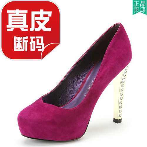 欧美水钻真皮女鞋子超高跟羊猄
