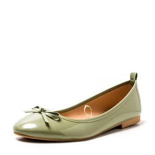 40码大码真皮内里鞋子春秋单鞋女圆头平跟蝴蝶结芭蕾风SS2111100B