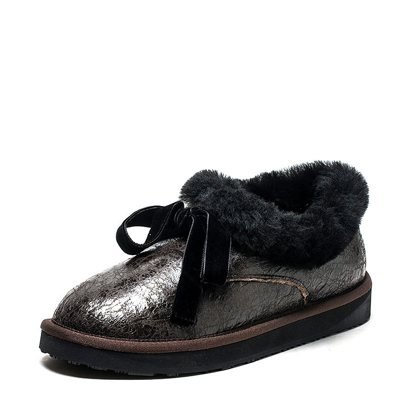 羊毛加厚棉鞋女冬暖脚真皮雪地靴子套脚平跟厚底SF33CG1027