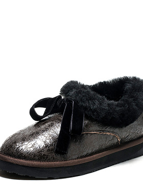 羊毛加厚棉鞋女冬暖脚真皮雪地靴子套脚平跟厚底SF33CG1027