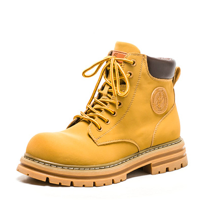 撤柜42码男士真皮工装马丁短靴子冬黄色磨砂牛皮厚粗跟SS24126568
