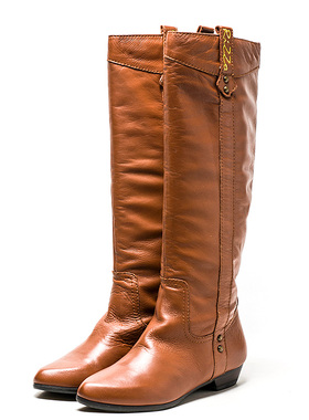 加绒棉靴真皮长靴子女冬尖头套筒头层牛皮沙漠马靴低跟RZ94SF9713