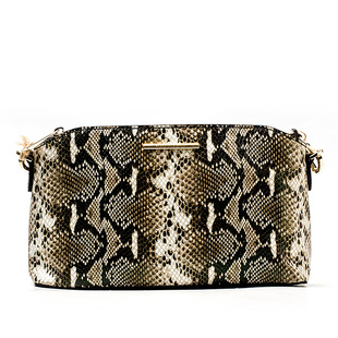 真皮包包女单肩斜跨手提棕蛇纹猪皮手机包金属拉链FB62210002-25