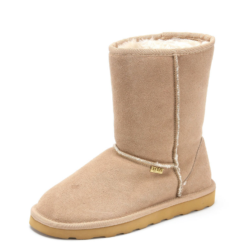 加毛加厚雪地靴真皮短靴子女冬