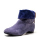 潮牌羊猄真皮短靴子女冬内增高低跟套脚圆头复古文艺蓝KLA3SF0801
