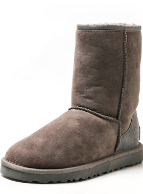 羊毛加厚学弟棉靴保暖脚真皮短靴子女冬灰色羊皮毛一体KLA4SC3802