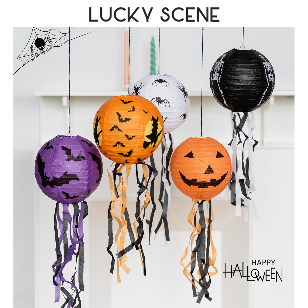 【吉祥道具】万圣节立体折叠南瓜纸灯笼场景布置装饰Halloween