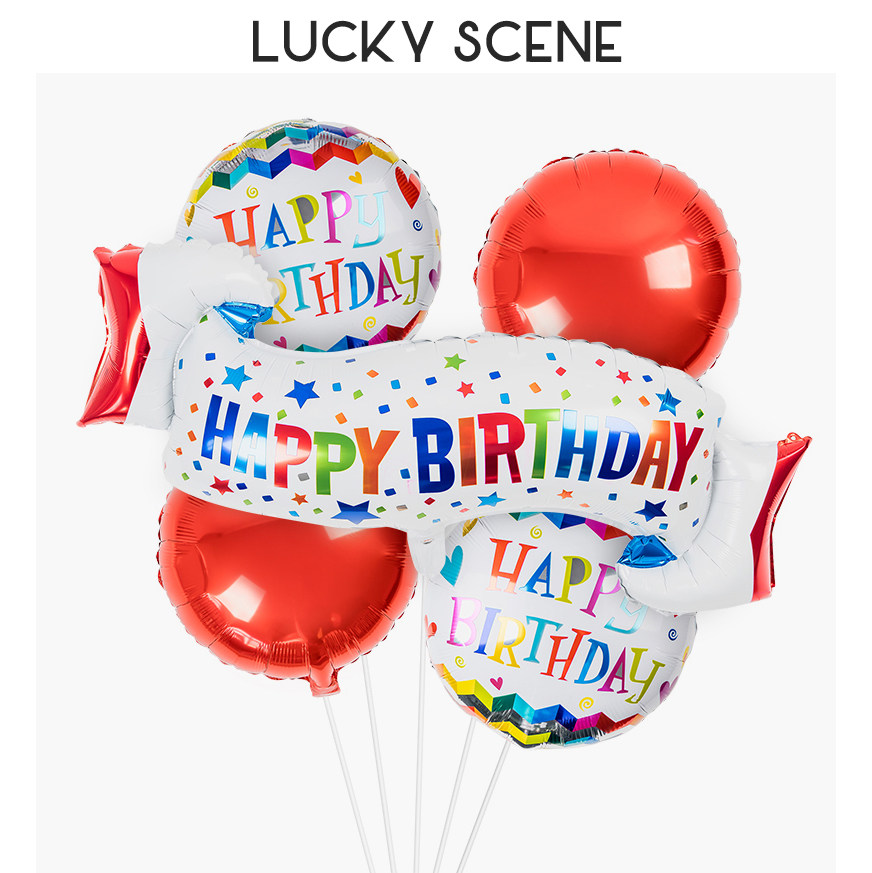 【吉祥道具】47寸happy bday!英文连体生日铝箔气球 派对装饰布置