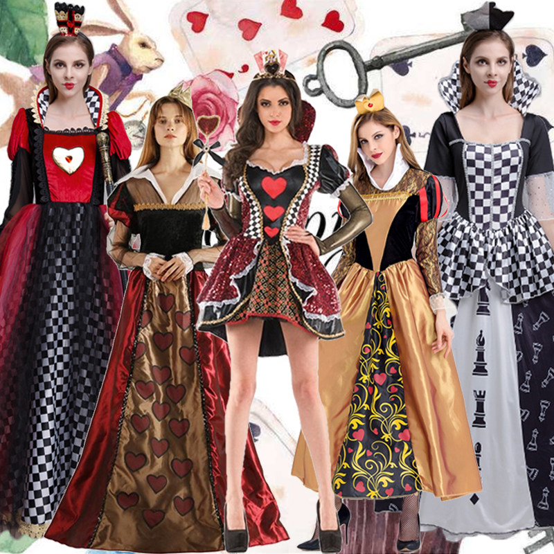 爱丽丝仙境桃心皇后cos服装复古宫廷万圣节白雪公主毒皇后角色服