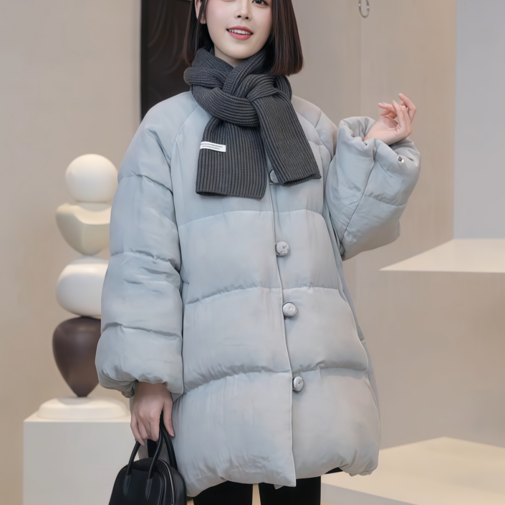 2025年冬季新款韩系简约风小清新中长款浅蓝色花边领羽绒款外套女,女装/女士精品,羽绒服,淘宝优惠券,粉丝福利购,淘宝优惠卷