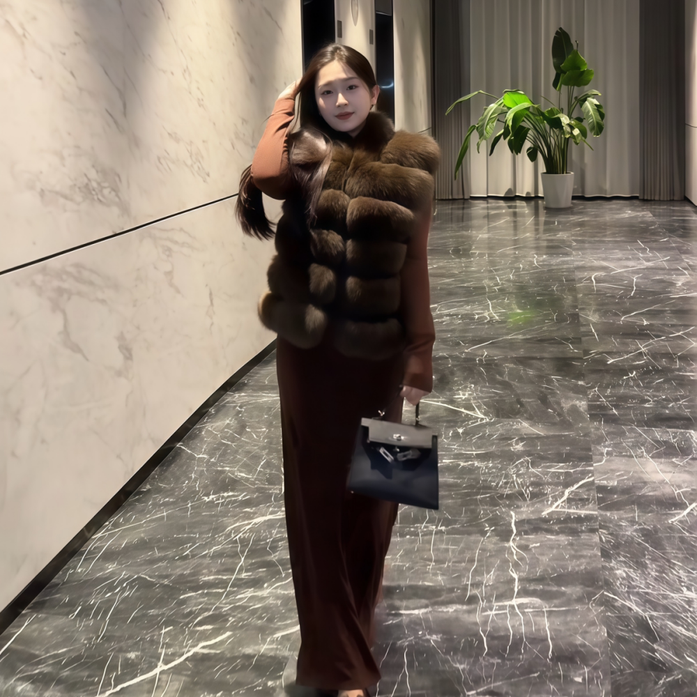 气质名媛风高级感仿貂毛马甲外套