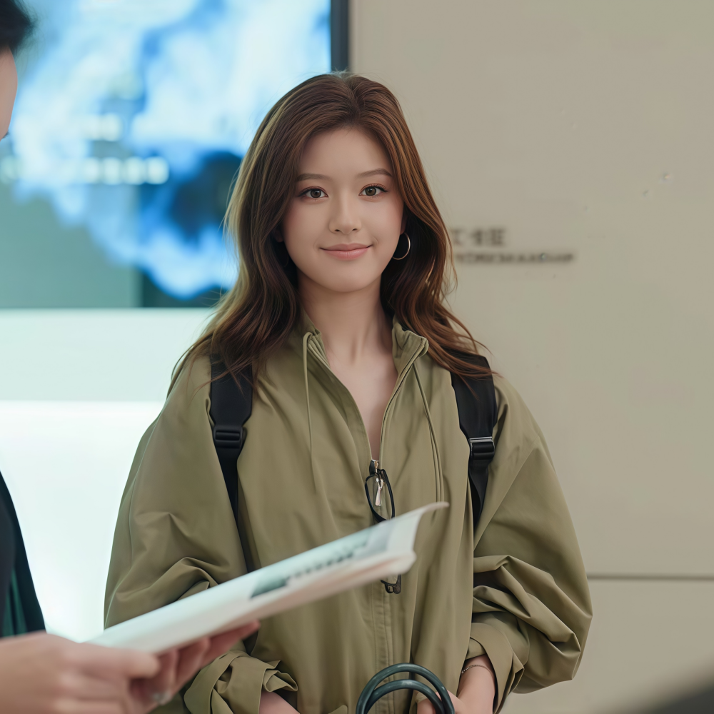 明星同款军绿色工装款风衣外套女