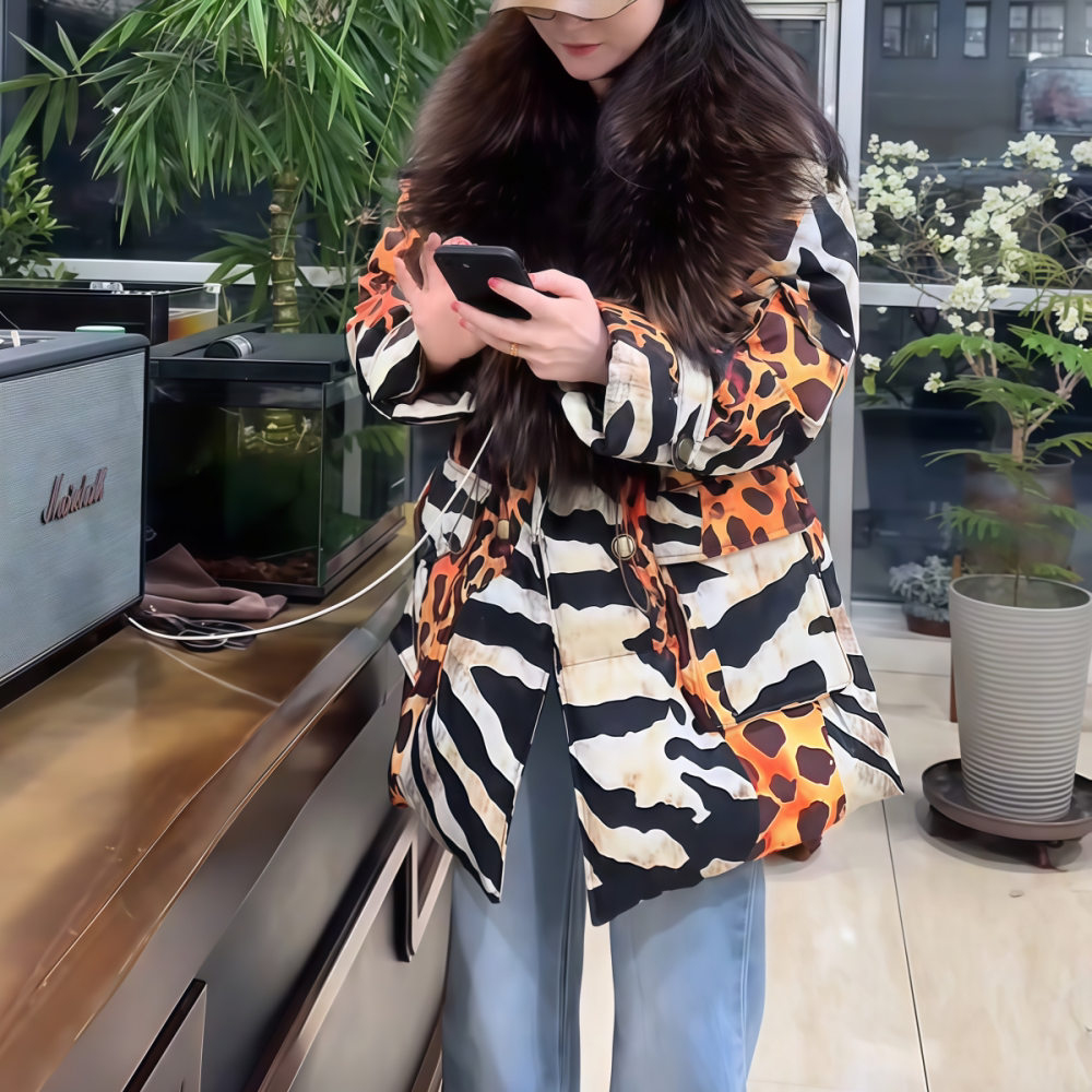 高级感皮草百搭毛领羽绒服外套