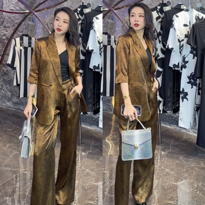 高端轻奢套装女时尚气质高级感新款秋减龄西装外套加阔腿裤两件套
