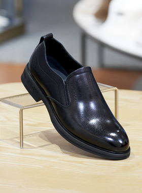HARSON/哈森正装皮鞋男2023春商场新款牛皮革一脚蹬德比鞋MS34022