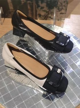 哈森女鞋专柜正品2023秋季新款低跟圆头舒适浅口女单鞋HL234401