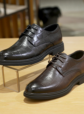 HARSON哈森男鞋2022秋季新款商场同款格纹商务正装皮鞋男ML24043