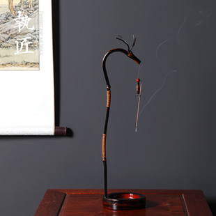 天然竹制大漆手作龙挂香竹制香插香托香座工艺挂香架竹子香台复古